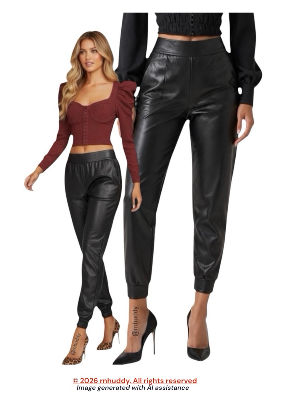 Commando XS black faux leather jogger